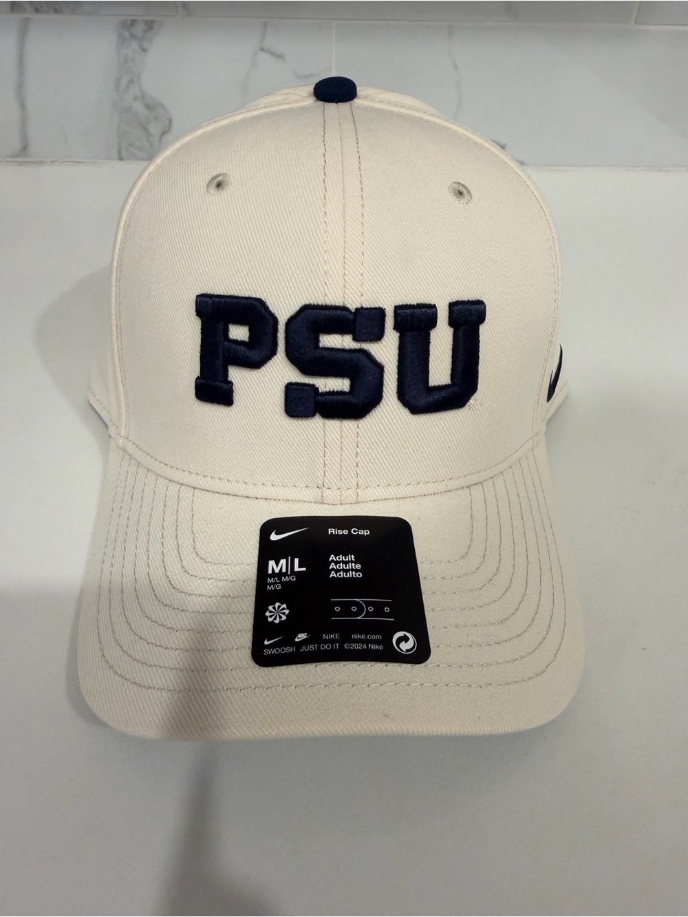 Nike Penn State Nittany Lions NCAA Cap Hat Men’s M/L White/Blue NEW Adjustable